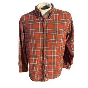 Field & Stream Flannel Shirt XXL Brown Rust Plaid Button Front Long Sleeve